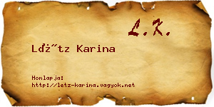 Létz Karina névjegykártya